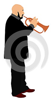 Man with trumpet on stage vector.