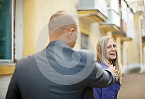 Man trying to get acquainted with woman photo