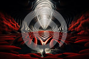 Man in a tunnel, hypnosis spiral, manipulation by media, optical illusion, influence and trance