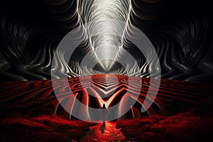 Man in a tunnel, hypnosis spiral, manipulation by media, optical illusion, influence and trance