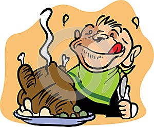 Man at turkey dinner for thanksgiving