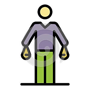 Man with two bags of money icon color outline vector
