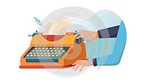Man Typing on Vintage Typewriter Creative Writing Vector, vector design Generative AI
