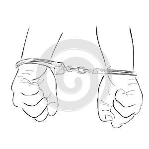 man under arrest, simple vector hand draw sketch doodle, simple illustration