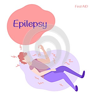 Man under epileptic seizure on white isolated backdrop for medical poster