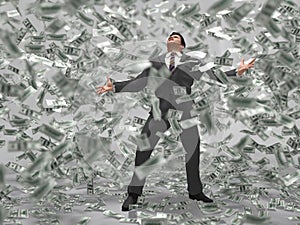 Man under the money rain photo