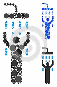 Man under shower Composition Icon of Circle Dots