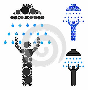 Man under shower Composition Icon of Circles