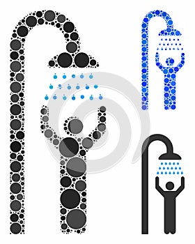 Man under shower Mosaic Icon of Spheric Items