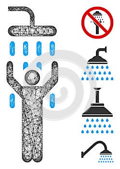 Man Under Shower Web Vector Mesh Illustration