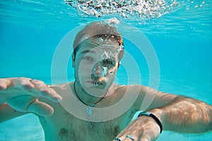 Man under water