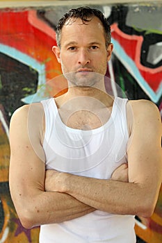 Man in undershirt