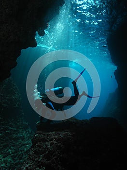 Man Underwater Photographer Scuba Diving