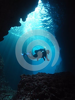 Man Underwater Photographer Scuba Diving