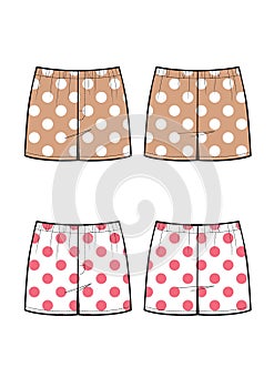 Man underwear pants vector sketch, polka dot print