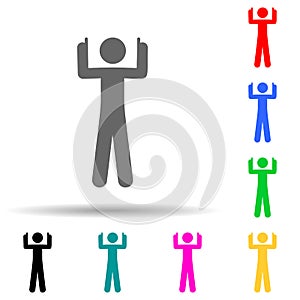 Man up, finger multi color style icon. Simple glyph, flat vector of man pointing finger icons for ui and ux, website or mobile