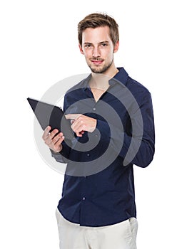 Man use of digital tablet