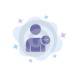 Man, User, Time, Basic Blue Icon on Abstract Cloud Background