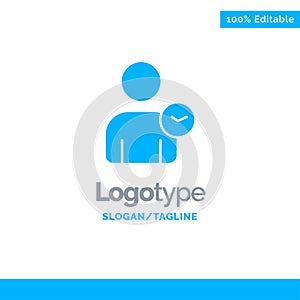 Man, User, Time, Basic Blue Solid Logo Template. Place for Tagline