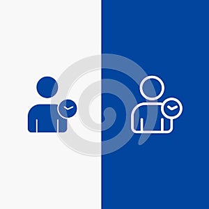 Man, User, Time, Basic Line and Glyph Solid icon Blue banner Line and Glyph Solid icon Blue banner photo