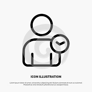 Man, User, Time, Basic Line Icon Vector