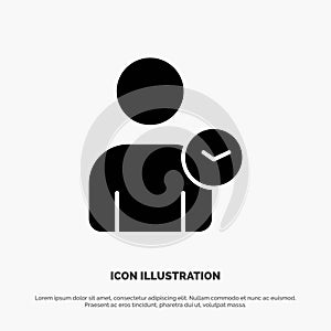 Man, User, Time, Basic solid Glyph Icon vector