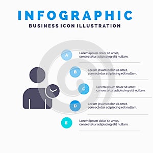 Man, User, Time, Basic Solid Icon Infographics 5 Steps Presentation Background photo