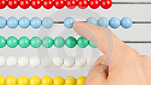 A man using an abacus on a white background