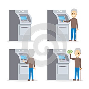 Man using ATM machine and gets money