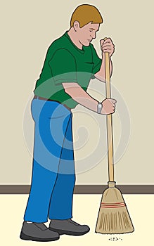 Man Using a Broom