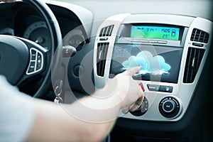 Man using car control panel