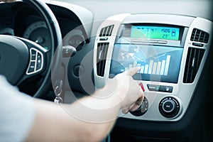 Man using car control panel