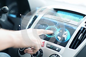 Man using car control panel