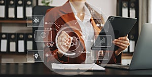 Man using chat bot in smartphone intelligence Ai. Chat with AI Artificial Intelligence, developed by OpenAI generate. robot in