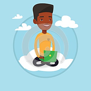 Man using cloud computing technology.