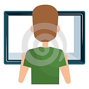 man using computer desktop