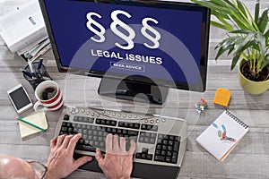 Legal issues concept on a computer