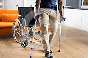 Man Using Crutches. Person After Accident photo