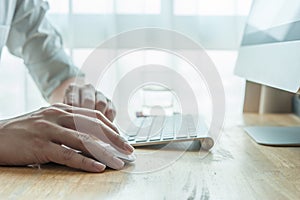 Man using desktop pc computer