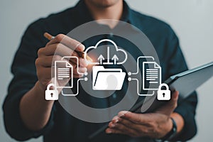 Cloud computing data security network storage file transfer management system technology concept