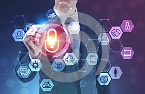 Man using digital security interface