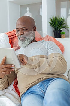 Man using digital tablet