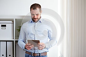 Man using digital tablet