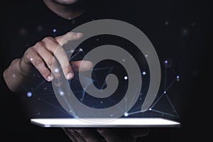 Man using digital tablet