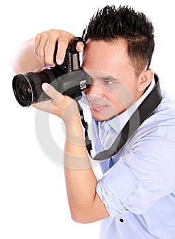 Man using dslr camera