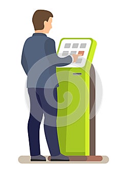Man using electronic self service payment system.