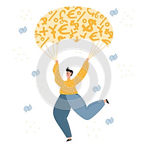 Man using golden parachute