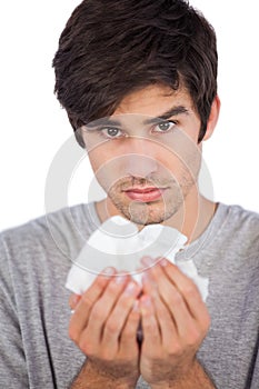 Man using handkerchief