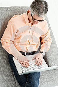 Man using laptop computer