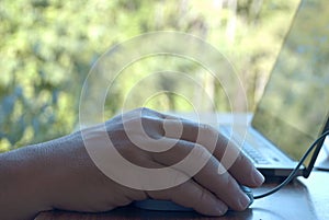 Man using laptop computer